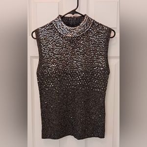 Investments Sequin Silver/Black Knit sz M